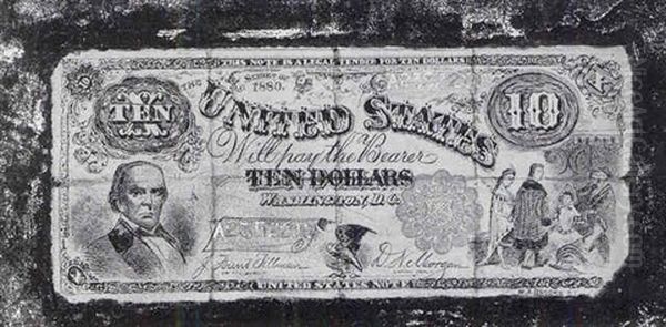 Ten Dollar Bill, Trompe L'oeil Oil Painting by Nicholas Alden Brooks