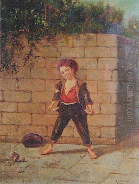 A Street Urchin Oil Painting by Nicholas Alden Brooks