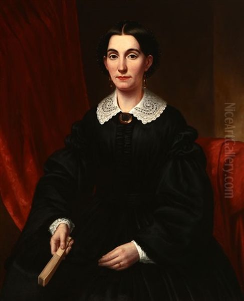 Portrait Of A Woman, Probably A Gold Rush Widow Oil Painting by Samuel Marsden Brooks