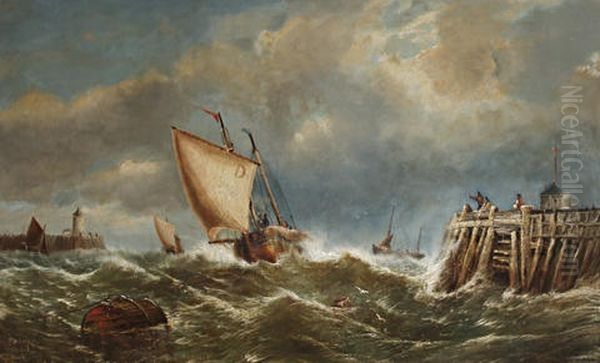 Shipping In A Swell Oil Painting by William (of Ramsgate) Broome