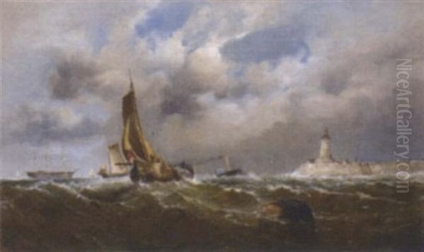 Running Into Harbour Ahead Of The Squall Oil Painting by William (of Ramsgate) Broome