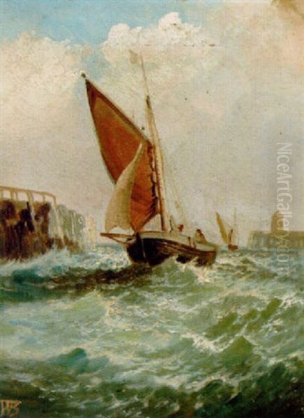 Running Out Of The Harbour Oil Painting by William (of Ramsgate) Broome