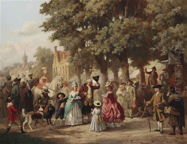 A Village Festival Oil Painting by Jean Jacques Zuidema Broos