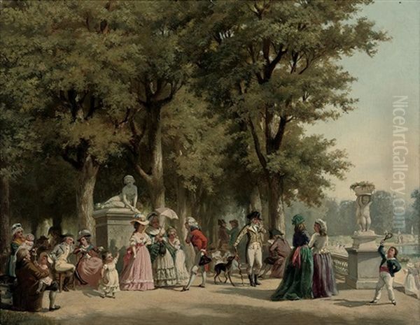 Les Tuilleries Sous Le Directoire Oil Painting by Jean Jacques Zuidema Broos