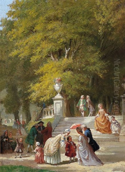 Elegante Gesellschaft Im Park Oil Painting by Jean Jacques Zuidema Broos