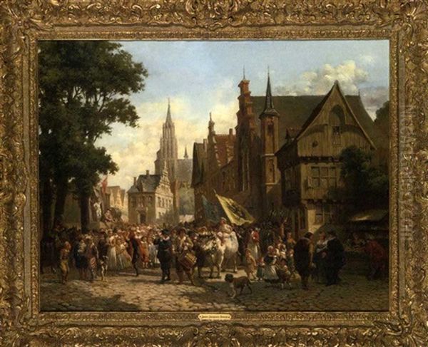 La Fete Du Village Oil Painting by Jean Jacques Zuidema Broos