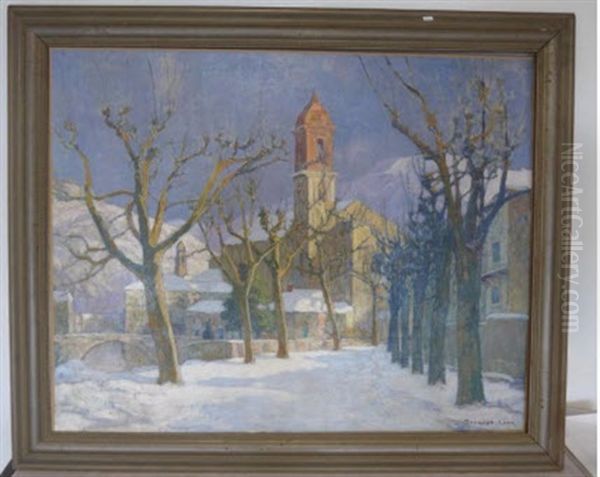 Village Sous La Neige Oil Painting by Leon Esperance Broquet