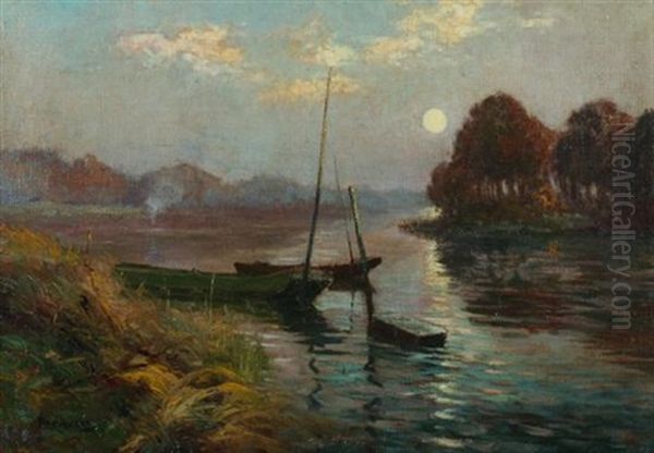 Bord De Lac Oil Painting by Leon Esperance Broquet