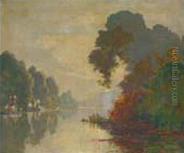 Bord De Lac Oil Painting by Leon Esperance Broquet