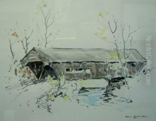 Covered Bridge Oil Painting by Charles Curtis Allen