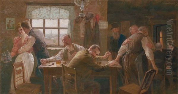 Wirtshausszene Oil Painting by Oskar Max Broesel