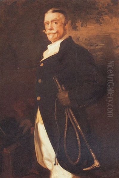 Portrait Of Richard Myddelton In Hunting Dress Oil Painting by Robert Brough