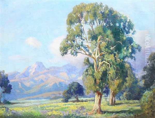 Santa Barbara Landscape With Eucalyptus Oil Painting by Adolf M. Brougier