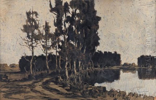 Etang Du Corantin, Juillet 1936 Oil Painting by Eugene Brouillard