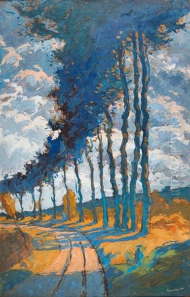 Arbres En Bordure D'un Chemin Oil Painting by Eugene Brouillard