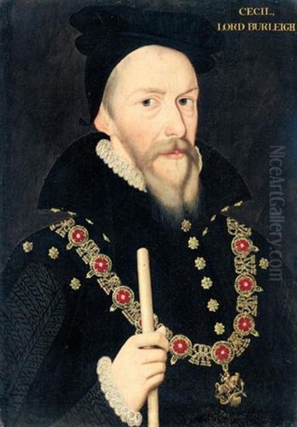 Portrait Of William Cecil, Lord Burghley Oil Painting by Arnold von Brounkhorst