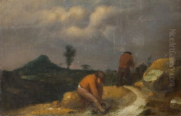 Landschaft Mit Zwei Bauern Oil Painting by Adriaen Brouwer