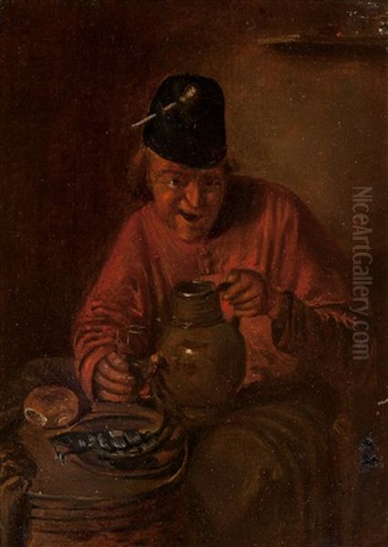 Portrait Of A Laughing Man Oil Painting by Adriaen Brouwer