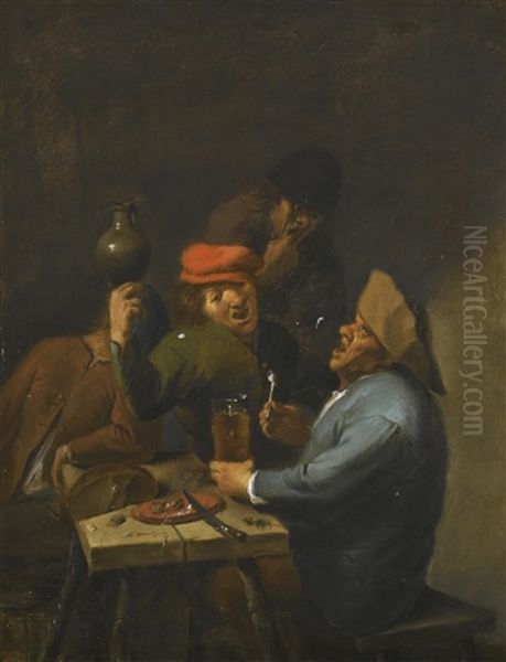 The Drinkers Oil Painting by Adriaen Brouwer