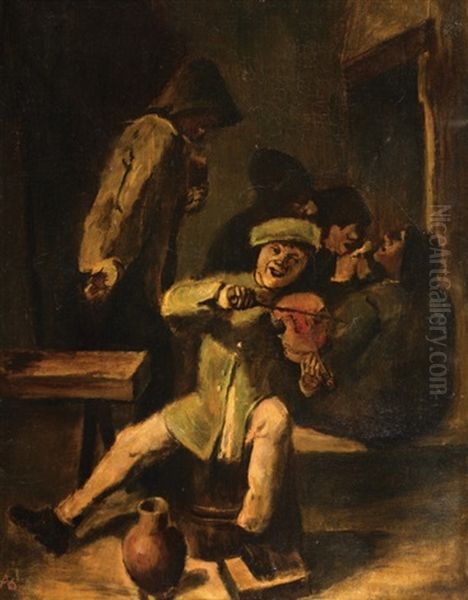 Fiddler In The Tavern Oil Painting by Adriaen Brouwer