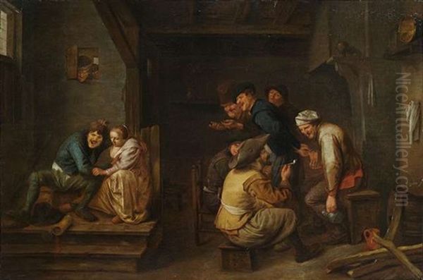 Ausgelassene Bauern Im Wirtshaus Oil Painting by Adriaen Brouwer