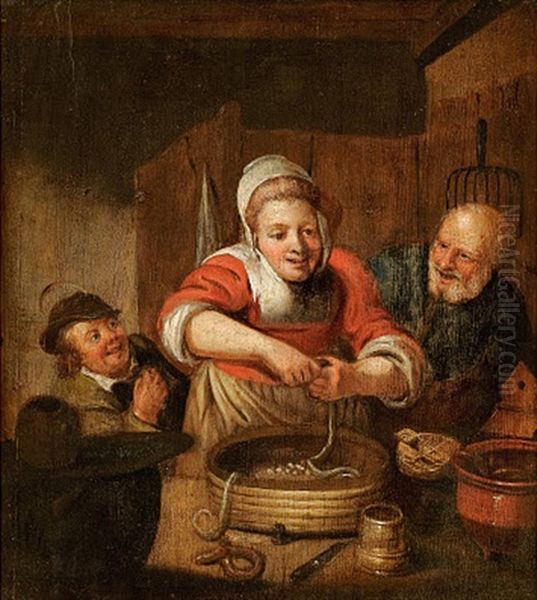 Die Wurstmacherin Oil Painting by Adriaen Brouwer