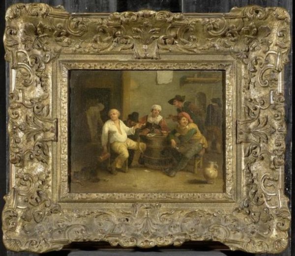 Szene In Einer Schenke Oil Painting by Adriaen Brouwer