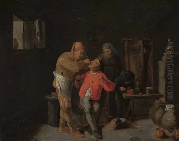 Beim Zahnzieher Oil Painting by Adriaen Brouwer