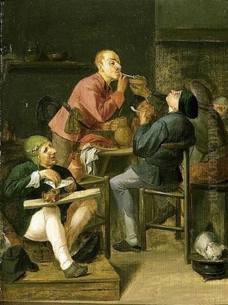 Paysans Fumant Et Buvant Dans Une Auberge Oil Painting by Adriaen Brouwer