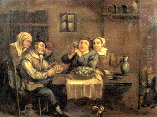 Interno Di Osteria Oil Painting by Adriaen Brouwer