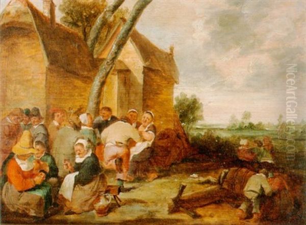 Bauerntanz Im Freien Oil Painting by Adriaen Brouwer