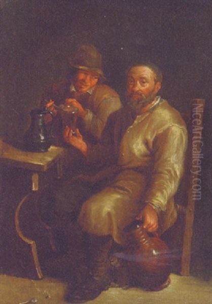 Boors In A Tavern by Adriaen Brouwer