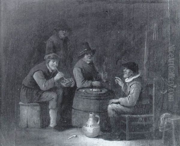 Buveurs Et Fumeurs Dans Une Taverne Oil Painting by Adriaen Brouwer