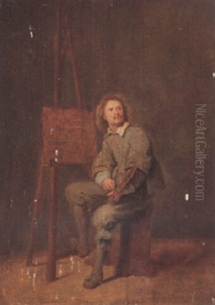 Portrait Of An Artist At His Easel Oil Painting by Adriaen Brouwer