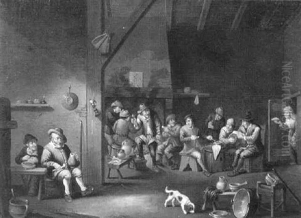 Smokers In An Inn Oil Painting by Adriaen Brouwer