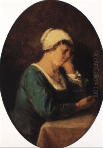 A Sleepy Maid Oil Painting by Adriaen Brouwer