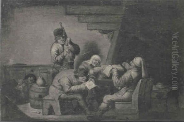 Musiciens Dans Une Taverne Oil Painting by Adriaen Brouwer