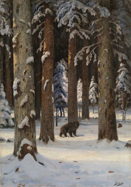 Winter Forest Oil Painting by Jakov Ivanovich Brovar