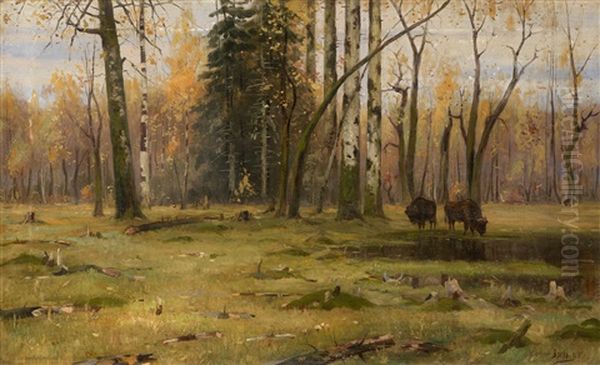 Bialowieza Forest Oil Painting by Jakov Ivanovich Brovar