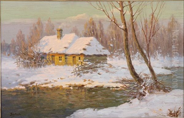 Winter Morning Oil Painting by Jakov Ivanovich Brovar