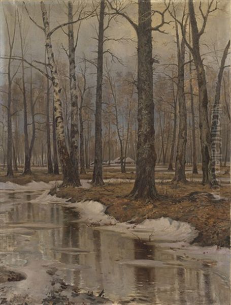 Birch Trees In Spring Oil Painting by Jakov Ivanovich Brovar