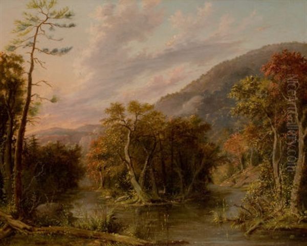 Round Top Mountain From The Shinglekill Falls Oil Painting by Albertus Del Orient Browere