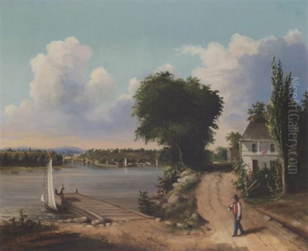 Catskill On Hudson Oil Painting by Albertus Del Orient Browere