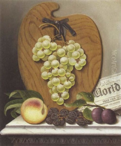 A Still Life Of Green Grapes And A Palette Oil Painting by Albertus Del Orient Browere