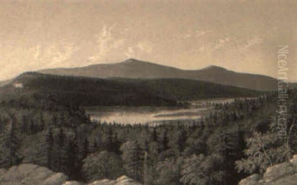 View Across A Lake Oil Painting by Albertus Del Orient Browere