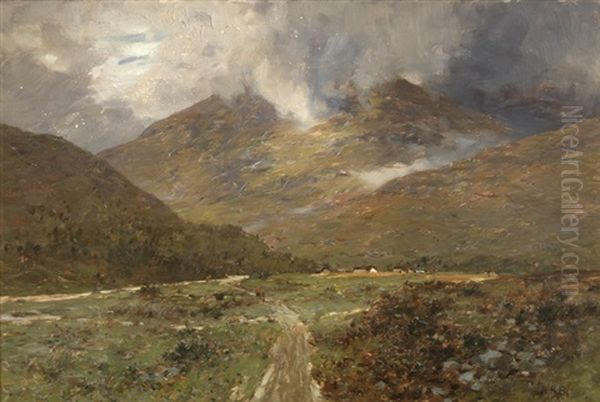 Landscape In Strathtay, Perthshire, Scotland With Figure Oil Painting by Alexander Kellock Brown