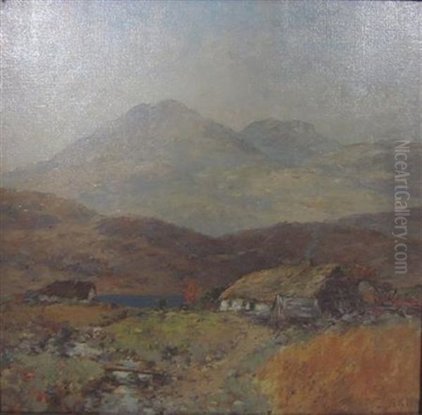 A Crofter's Home Oil Painting by Alexander Kellock Brown