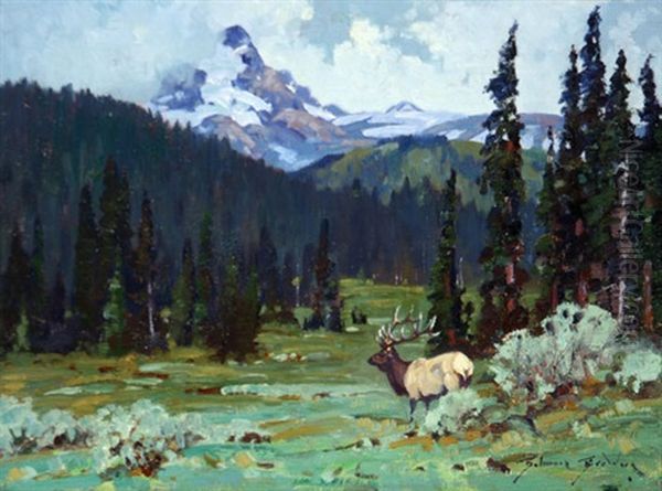 Elk Country Oil Painting by Belmore H. Brown