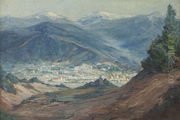 View Of Pasadena From The Foothills Oil Painting by Benjamin Chambers Brown