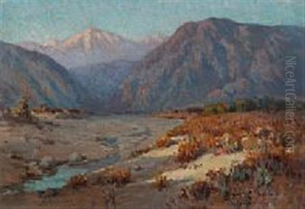 Old Baldy And San Gabriel Wash. From Near Azuza Oil Painting by Benjamin Chambers Brown